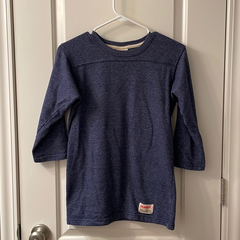 Homage Football Shirt Heathered Blue 3/4 Length Sleeve Size Small